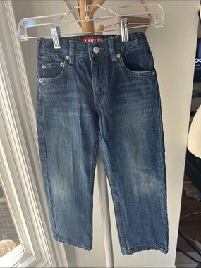 Levi's 505 Size 6 Reg Kids Boys Dark Blue Straight Jeans Denim Adjustable Waist